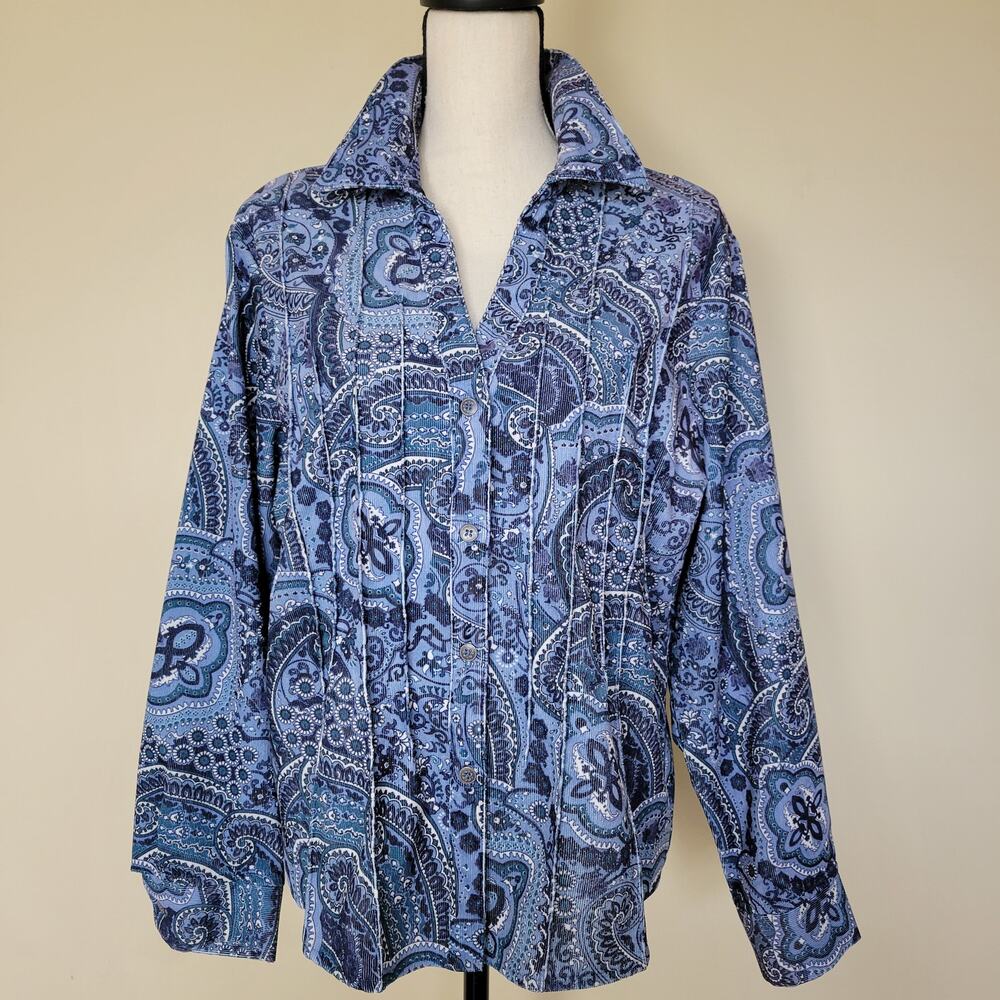 Rebecca Malone PXL Corduroy Shacket Jacket Button Front Collared Long Sleeve